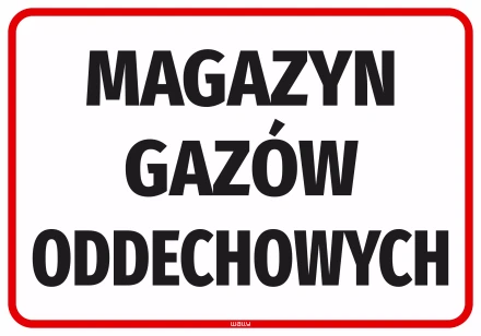Naklejka informacyjna: Magazyn gazów oddechowych