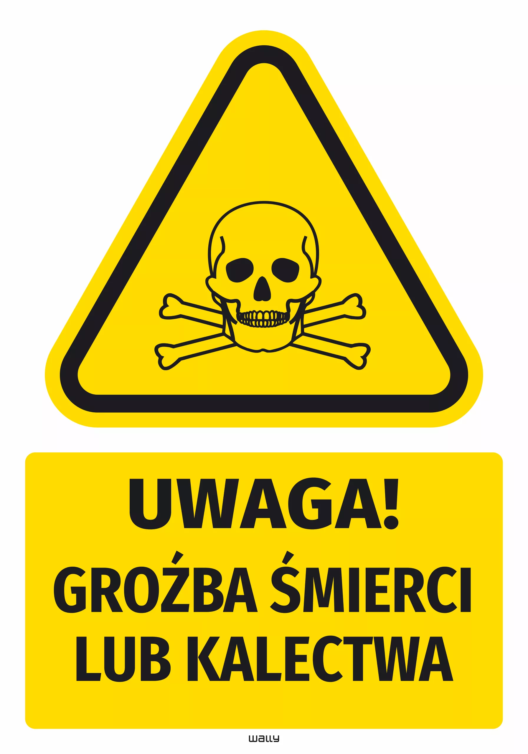 Naklejka ostrzegawcza BHP z piktogramem Groźba śmierci lub kalectwa