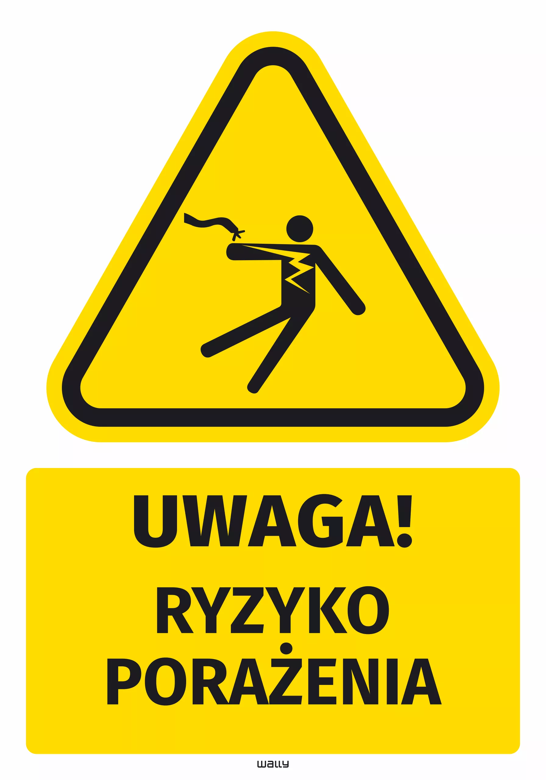Naklejka ostrzegawcza BHP z piktogramem Ryzyko porażenia