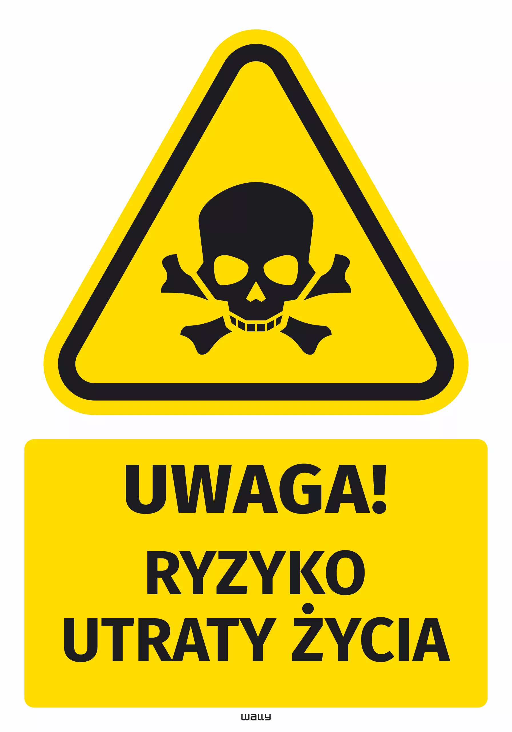 Naklejka ostrzegawcza BHP z piktogramem Ryzyko utraty życia