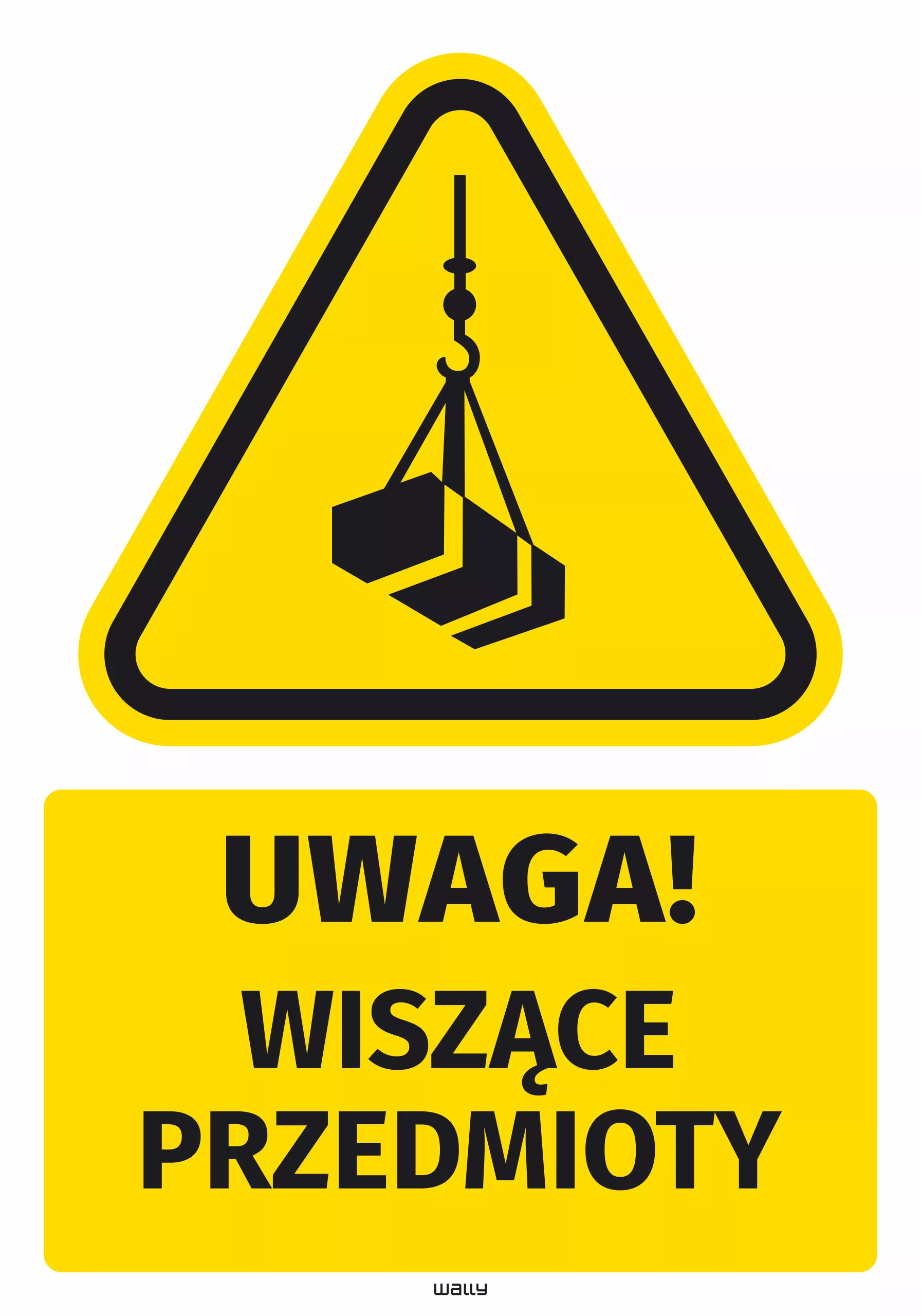 Naklejka ostrzegawcza BHP z piktogramem Wiszące przedmioty