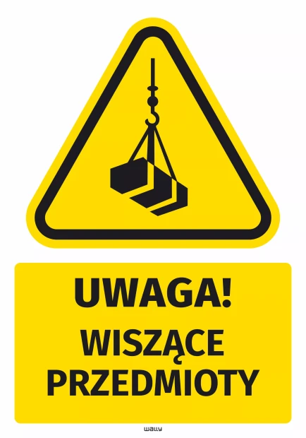 Naklejka ostrzegawcza BHP z piktogramem Wiszące przedmioty