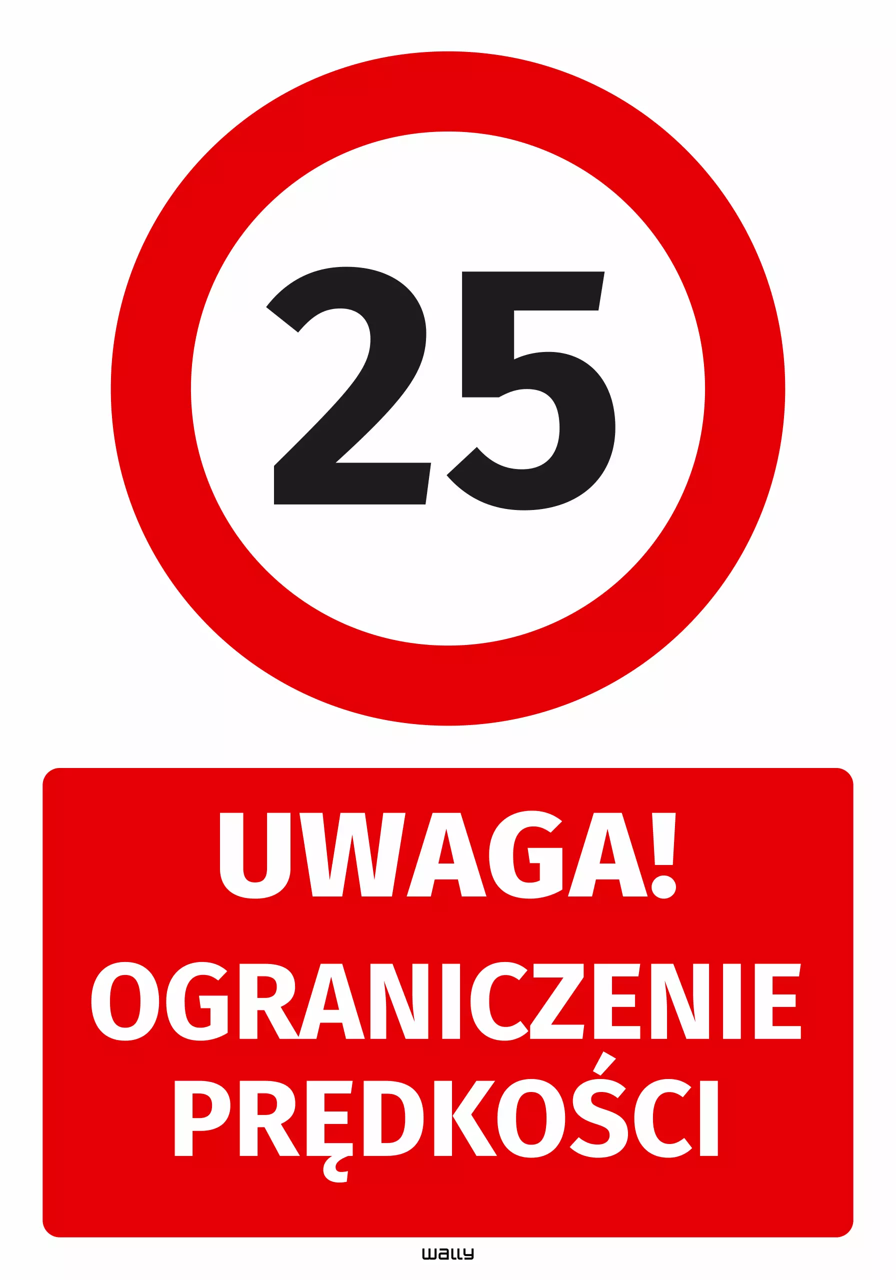 Naklejka parkingowa: Uwaga Ograniczenie prędkości do 25 km/h