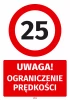 Naklejka parkingowa: Uwaga Ograniczenie prędkości do 25 km/h