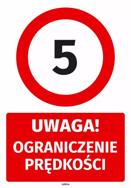 Naklejka parkingowa: Uwaga Ograniczenie prędkości do 5 km/h