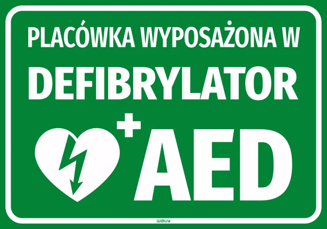 Naklejka Placówka wyposażona w defibrylator AED