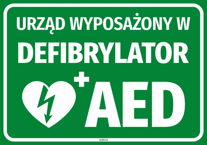 Naklejka Urząd wyposażony w defibrylator AED