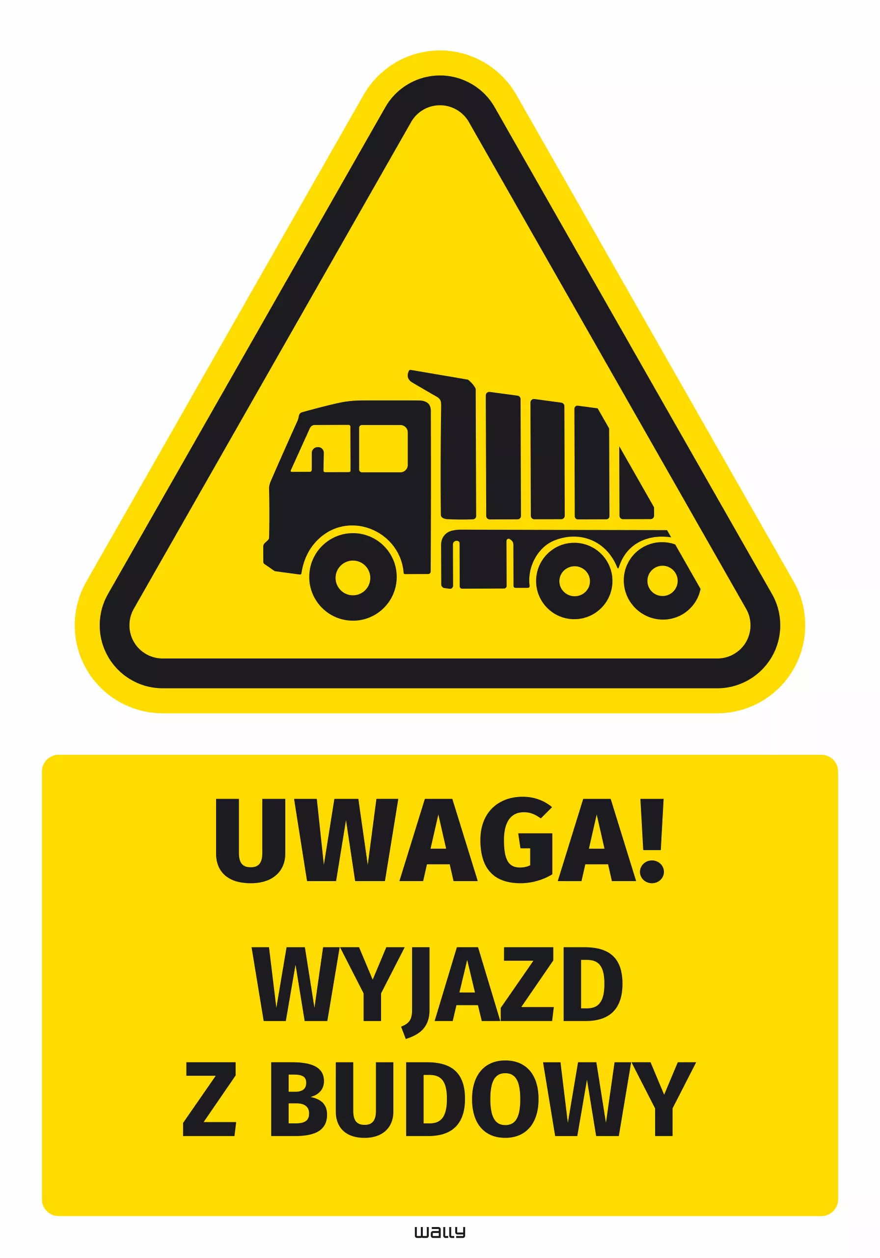 Naklejka ostrzegawcza BHP z piktogramem Wyjazd z budowy