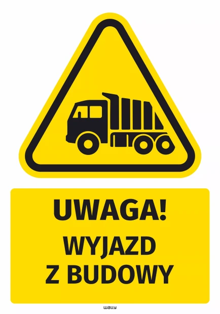 Naklejka ostrzegawcza BHP z piktogramem Wyjazd z budowy