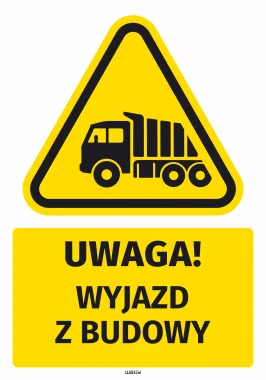 Naklejka ostrzegawcza BHP z piktogramem Wyjazd z budowy