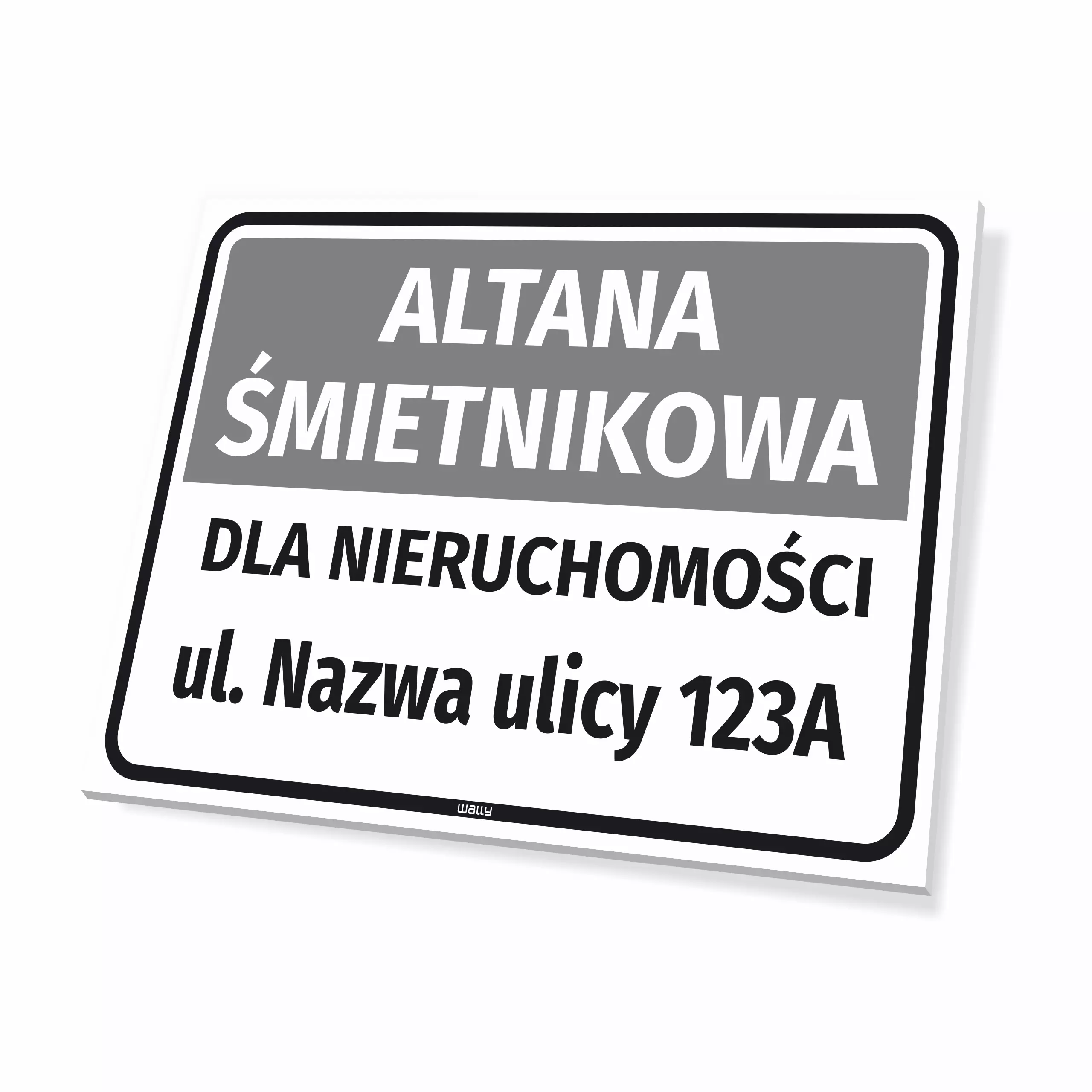 Tabliczka Altana śmietnikowa z numerem i nazwą ulicy
