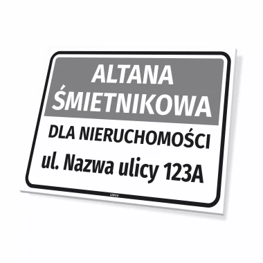 Tabliczka Altana śmietnikowa z numerem i nazwą ulicy