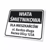 Tabliczka informacyjna: Wiata śmietnikowa dla mieszkańców z numerem i ulicą