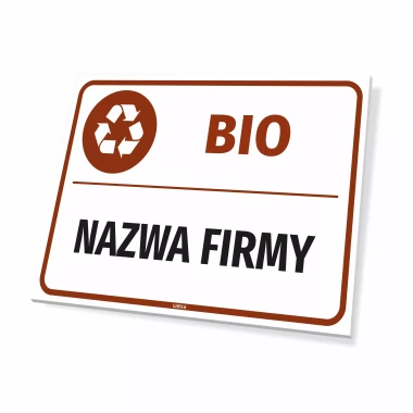 Tabliczka na kosz BIO z nazwą firmy