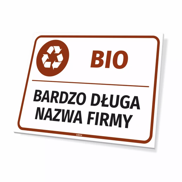 Tabliczka na kosz BIO, z nazwą firmy