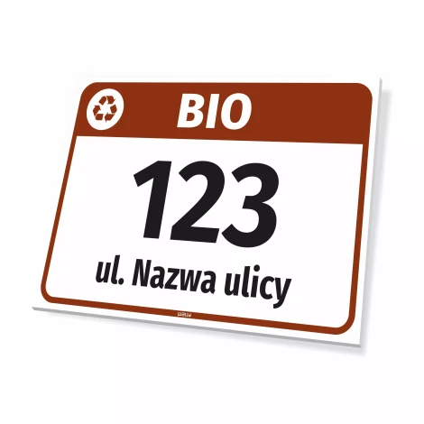 Tabliczka na kosz BIO, z ulicą i numerem domu
