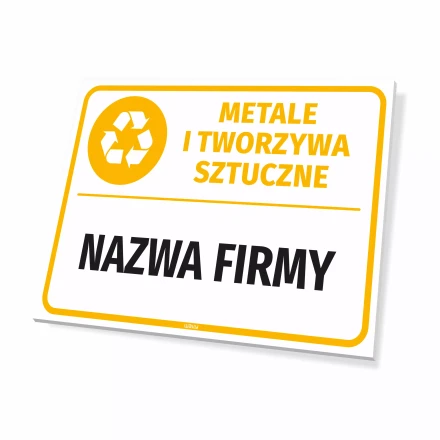 Tabliczka na kosz metale i tworzywa sztuczne, z nazwą firmy