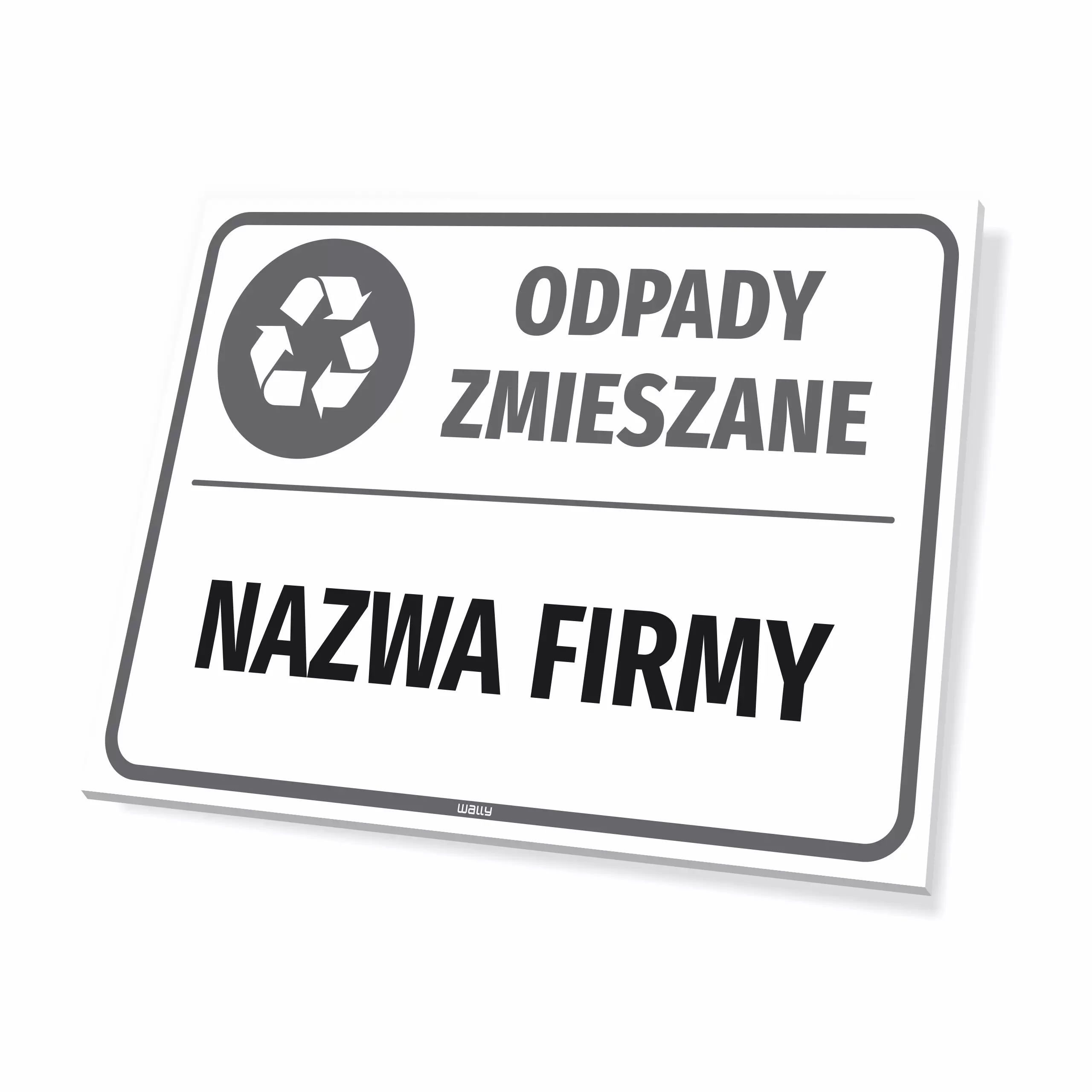 Tabliczka na kosz na odpady zmieszane z nazwą firmy