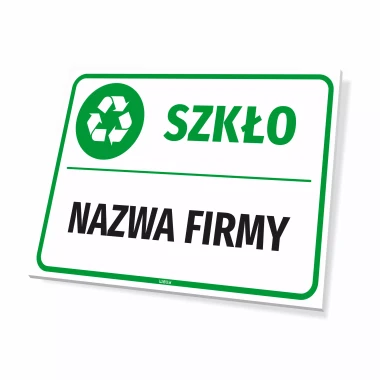 Tabliczka na kosz do szkła z nazwą firmy