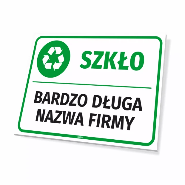 Tabliczka na kosz szkło, z nazwą firmy