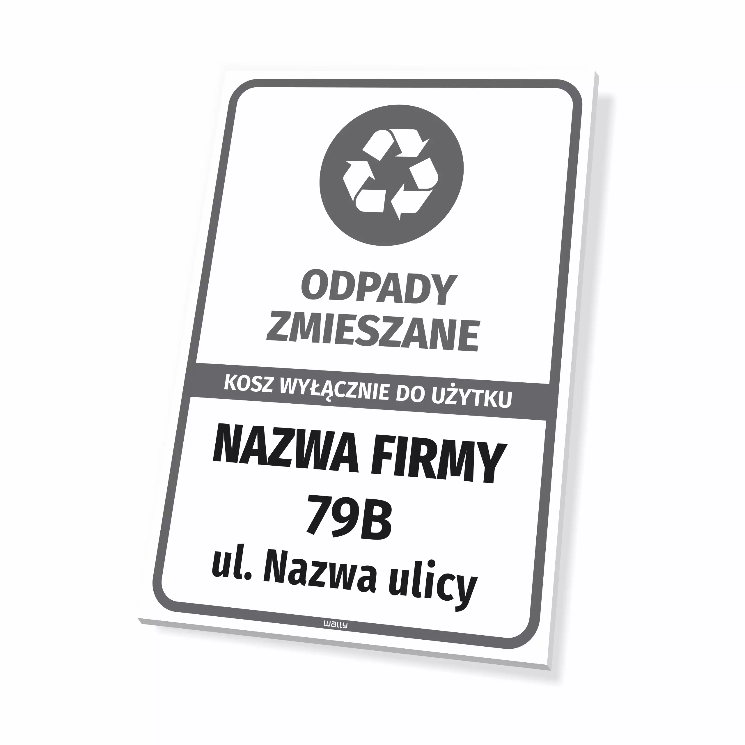 Tabliczka odpady zmieszane - kosz wyłącznie do użytku firmy