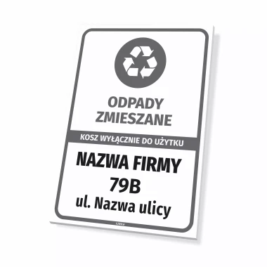 Tabliczka odpady zmieszane - kosz wyłącznie do użytku firmy