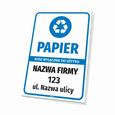 Tabliczka Kosz wyłącznie do użytku - z nazwą firmy i adresem