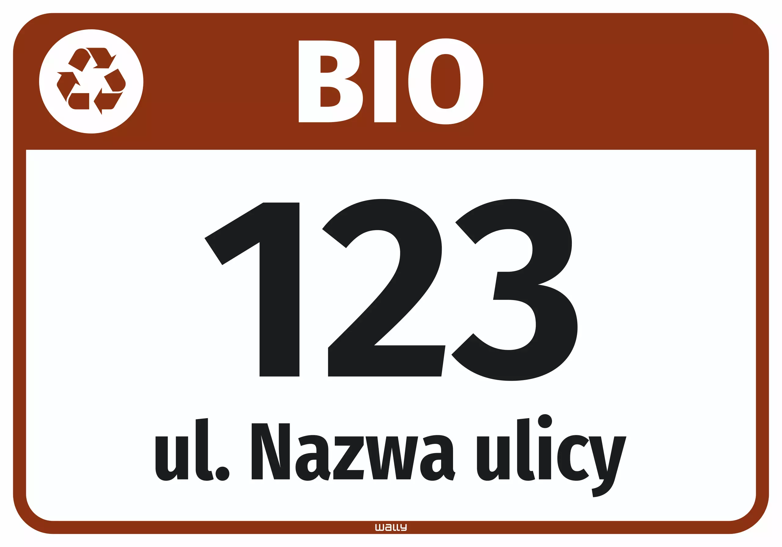 Naklejka na kosz - BIO, z ulicą i numerem domu