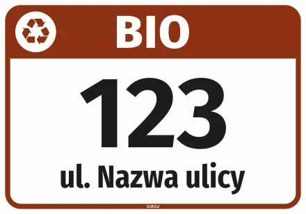 Naklejka na kosz - BIO, z ulicą i numerem domu