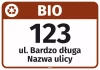 Naklejka na kosz - BIO, z ulicą i numerem domu