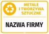 Naklejka na kosz - metale i tworzywa sztuczne, z nazwą firmy