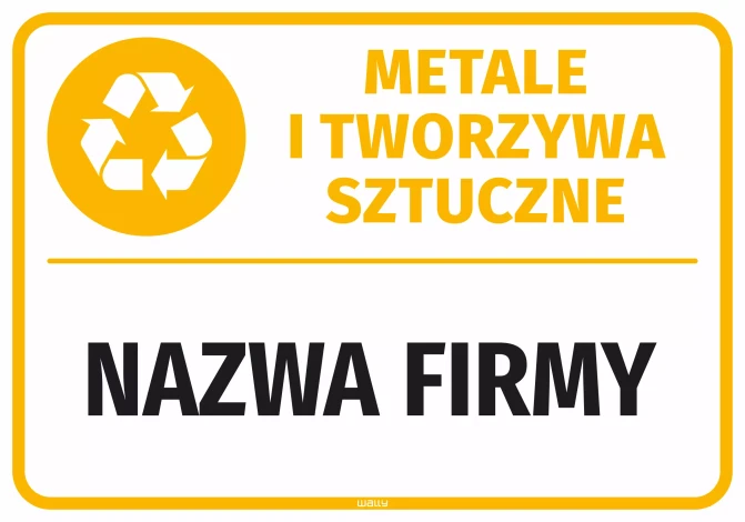 Naklejka na kosz - metale i tworzywa sztuczne, z nazwą firmy