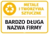 Naklejka na kosz - metale i tworzywa sztuczne, z nazwą firmy