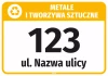 Naklejka na kosz - metale i tworzywa sztuczne, z ulicą i numerem domu