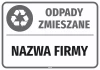 Naklejka na kosz - Odpady zmieszane, z nazwą firmy