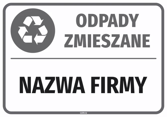 Naklejka na kosz - Odpady zmieszane, z nazwą firmy