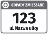 Naklejka na kosz - Odpady zmieszane, z ulicą i numerem domu
