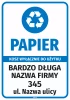 Naklejka na kosz - papier wyłącznie do użytku z nazwą firmy i adresem