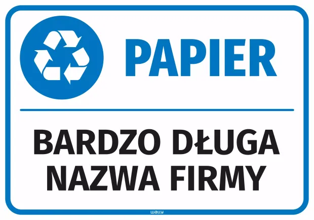 Naklejka na kosz - papier, z nazwą firmy