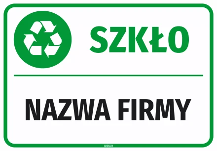 Naklejka na kosz - szkło, z nazwą firmy