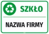 Naklejka na kosz - szkło, z nazwą firmy