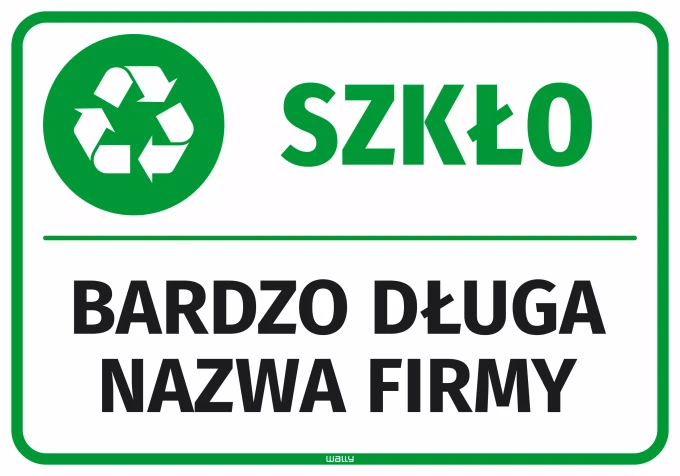 Naklejka na kosz - szkło, z nazwą firmy