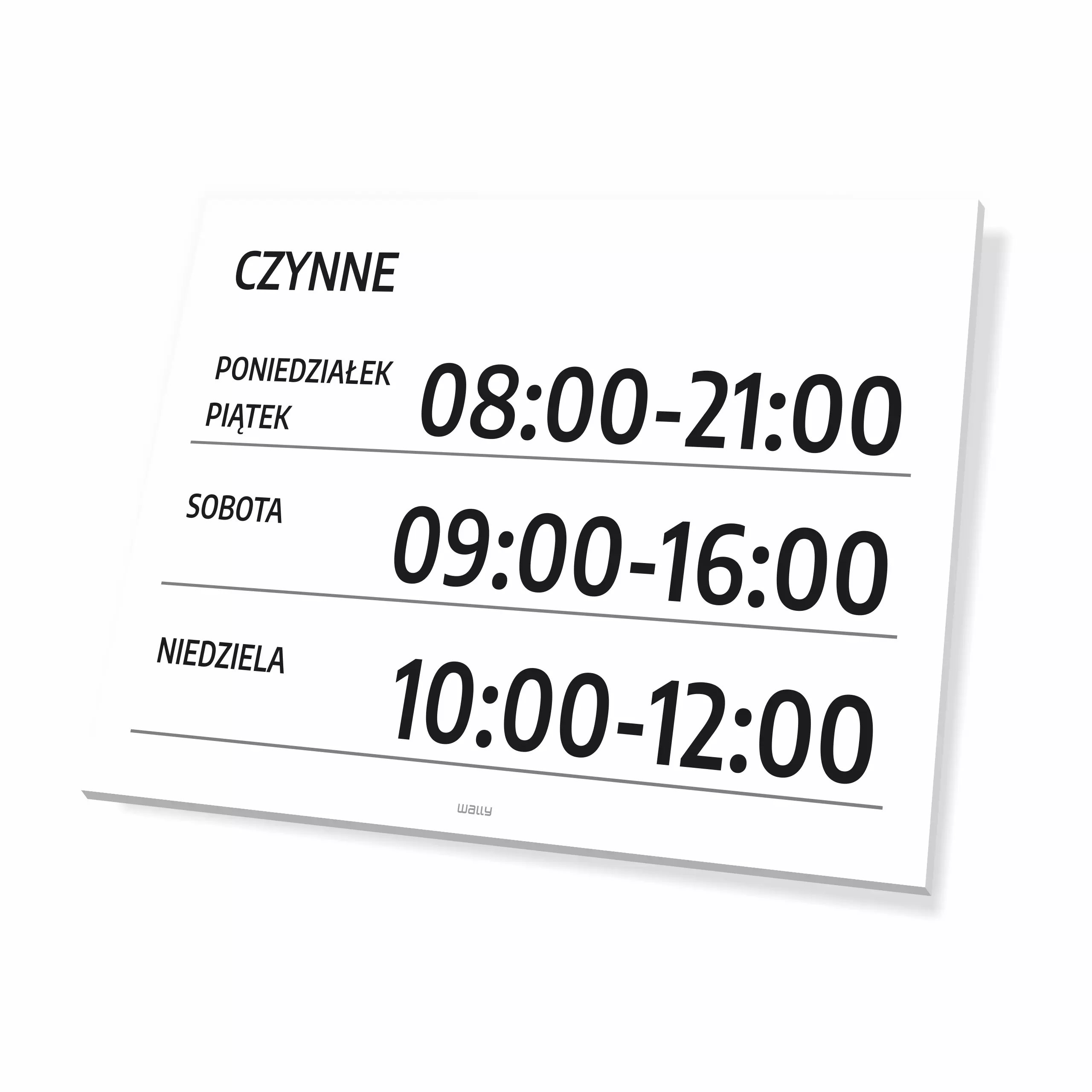 Tabliczka Czynne z godzinami i dniami otwarcia