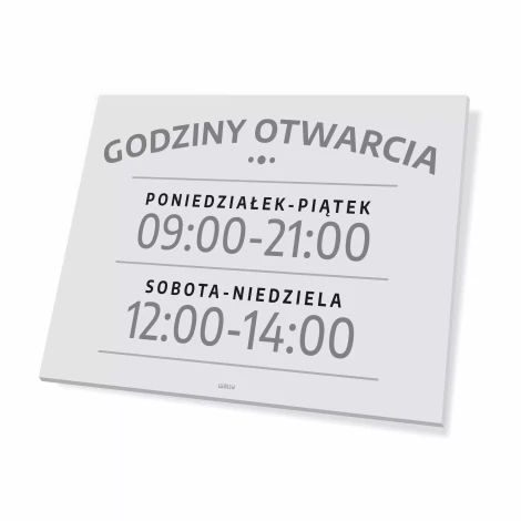 Tabliczka Godziny otwarcia z dniami do personalizacji