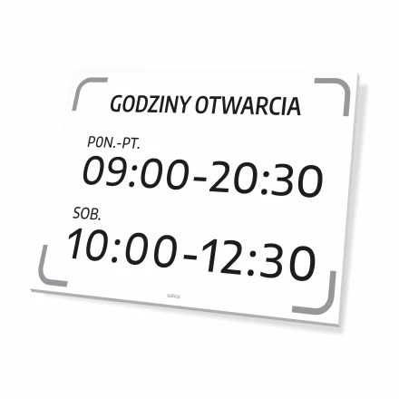 Tabliczka Godziny otwarcia z dniami