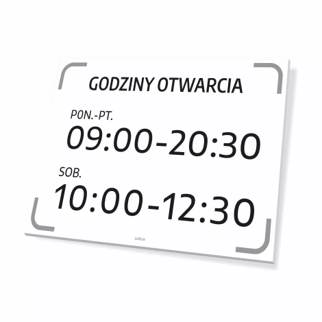 Tabliczka Godziny otwarcia z dniami