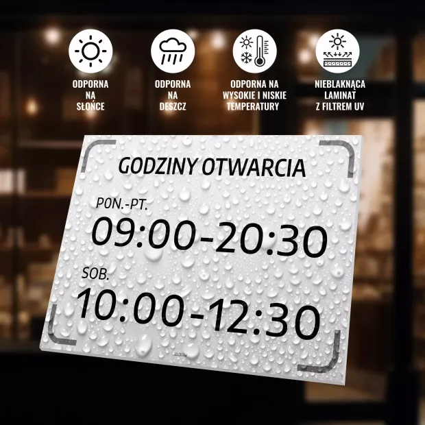 Tabliczka Godziny otwarcia z dniami
