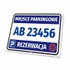 Tabliczka Miejsce parkingowe z numerem lub oznaczeniem, rezerwacja