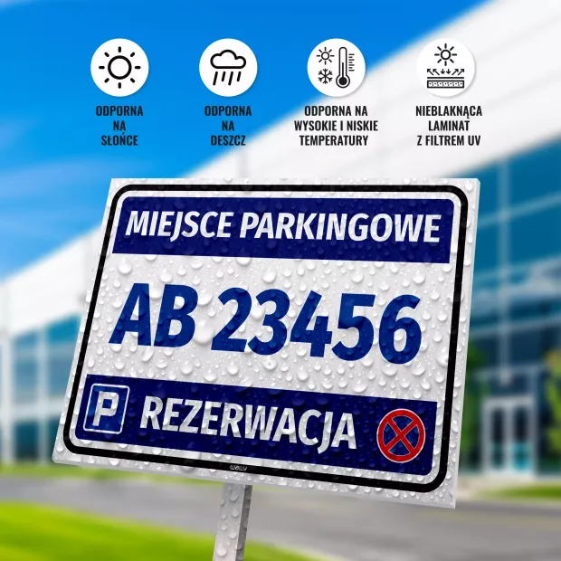 Tabliczka parkingowa z numerem lub oznaczeniem - rezerwacja miejsca