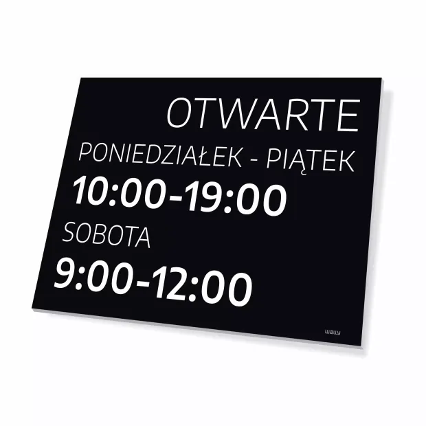 Tabliczka Otwarte - godziny i dni do personalizacji
